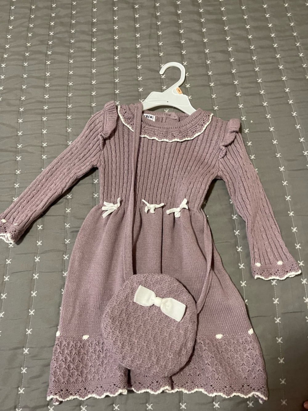 Mauve Knit Dress with Matching Crossbody Bag
